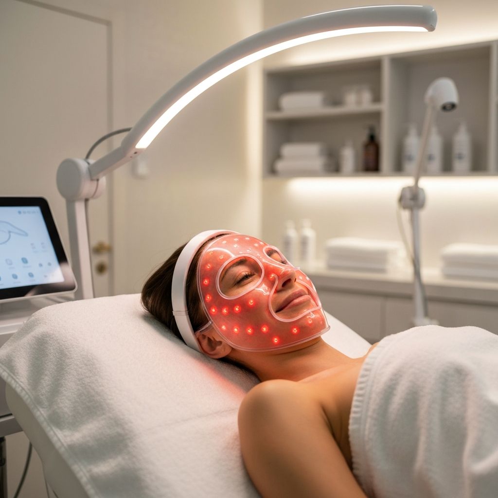 LED red light therapy facial treatment